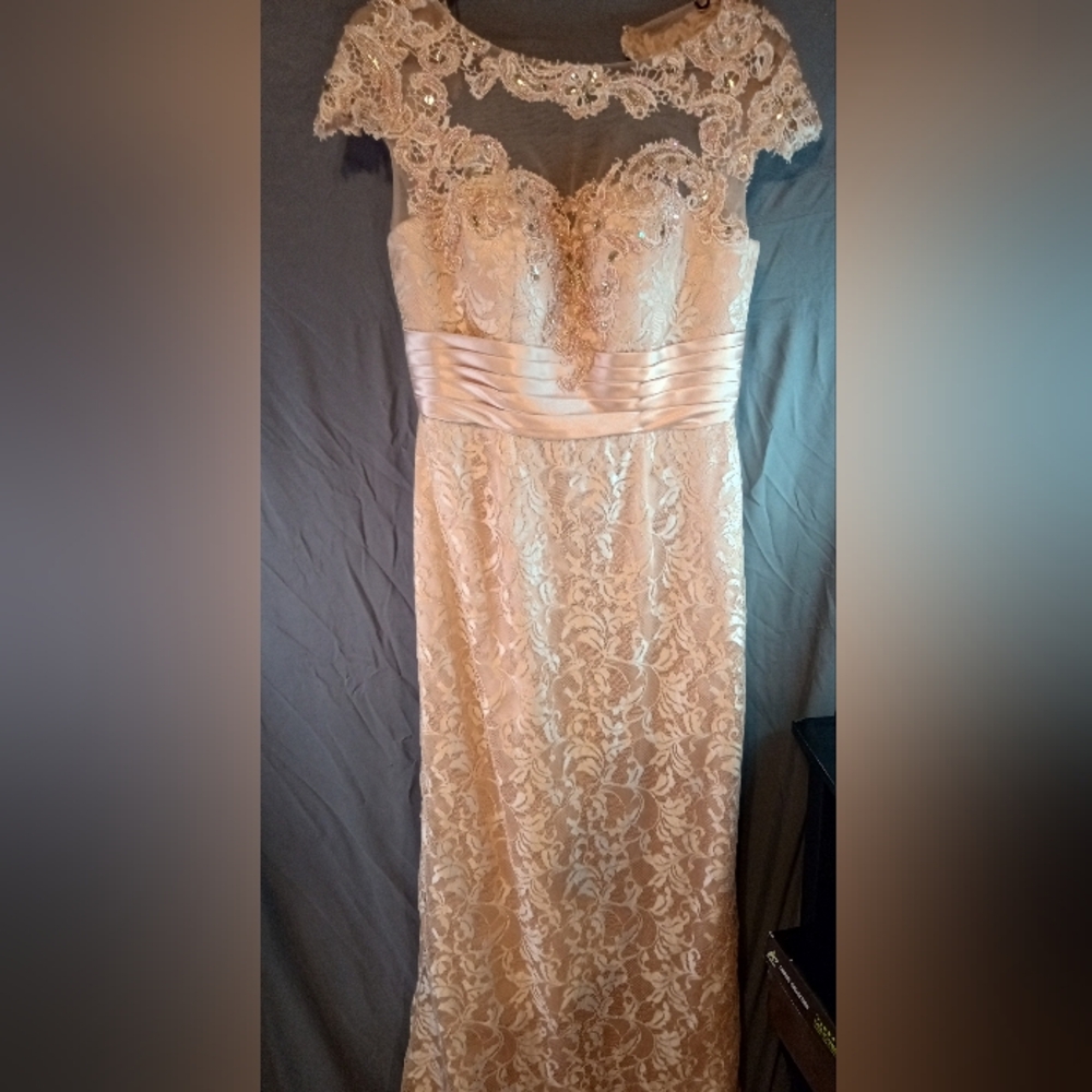 Elegant DresSale Pink Lace And Sequin Evening Gown